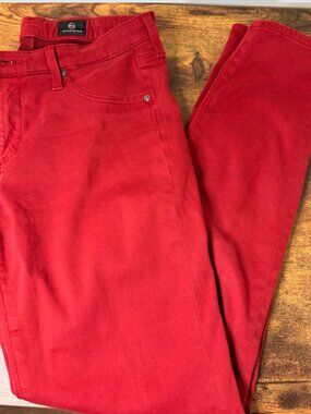 AG Adriano Goldschmied Red Skinny Jeans Stretch Denim
